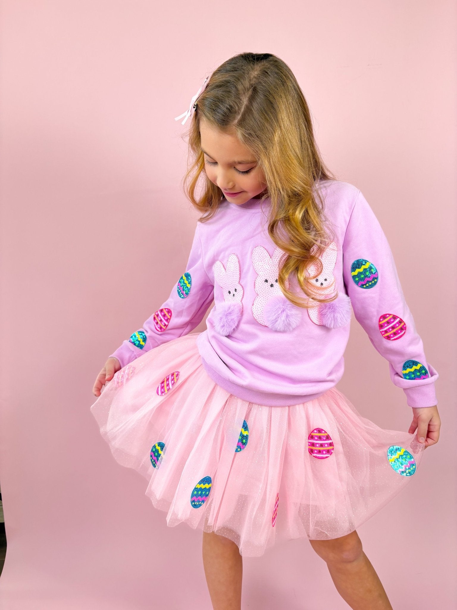Girls Patched Easter Tulle Skirt - Blissfully Lavender BoutiqueThree Wildflower Designs