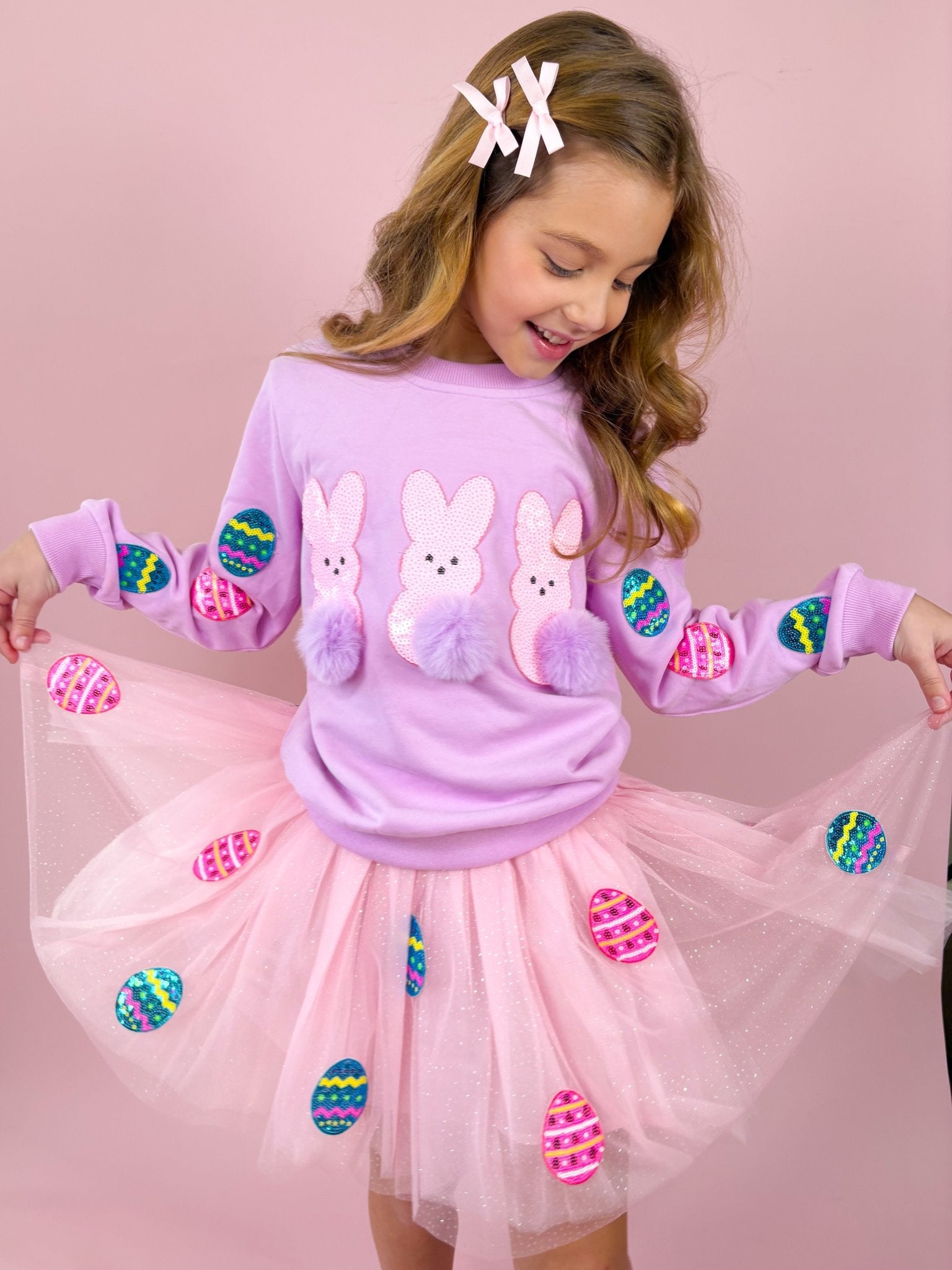 Girls Patched Easter Tulle Skirt - Blissfully Lavender BoutiqueThree Wildflower Designs