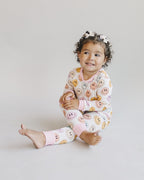 Girls Pink Smiley Bamboo Two Piece Set - Blissfully Lavender BoutiqueLUCKY PANDA KIDS