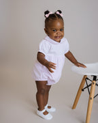 Girls Pink Striped Classic Bubble Romper - Blissfully Lavender BoutiqueCuclie