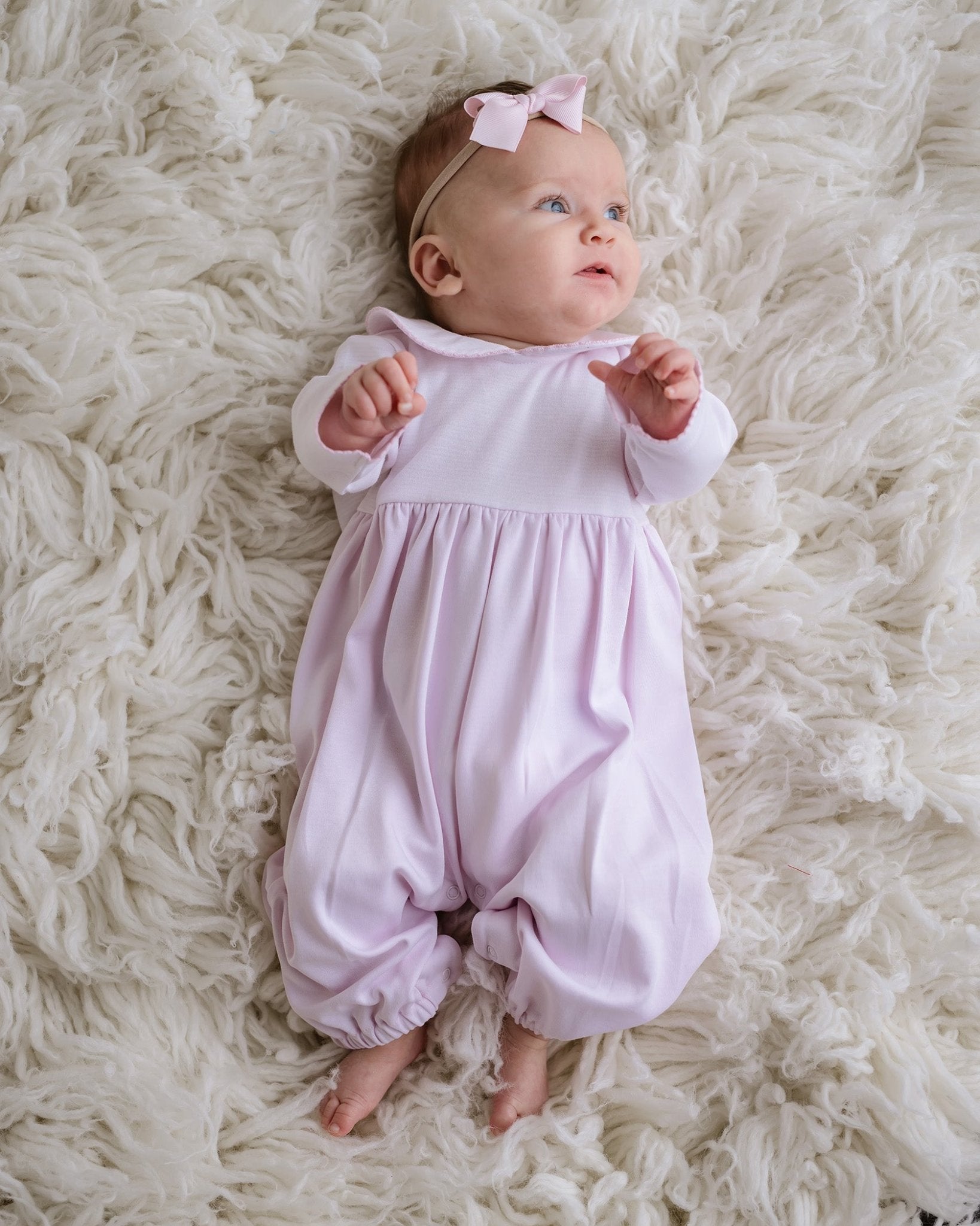 Girls Pink Striped Classic Long One Piece Romper - Blissfully Lavender BoutiqueCuclie