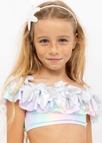 Girls Rainbow Two - Piece Bikini with Silver Petals - Blissfully Lavender BoutiqueStella Cove