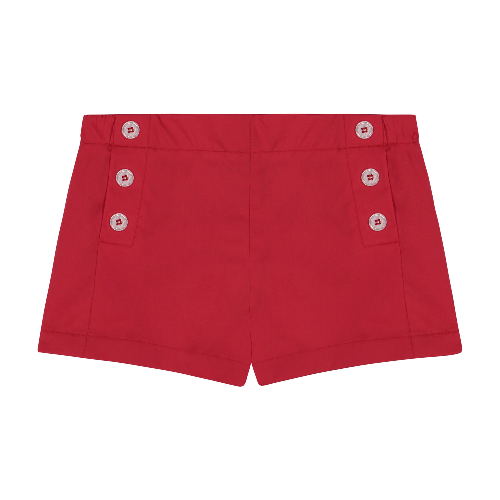 Girls Red Poplin Sailor Button Shorts - Blissfully Lavender BoutiqueBusy Bee