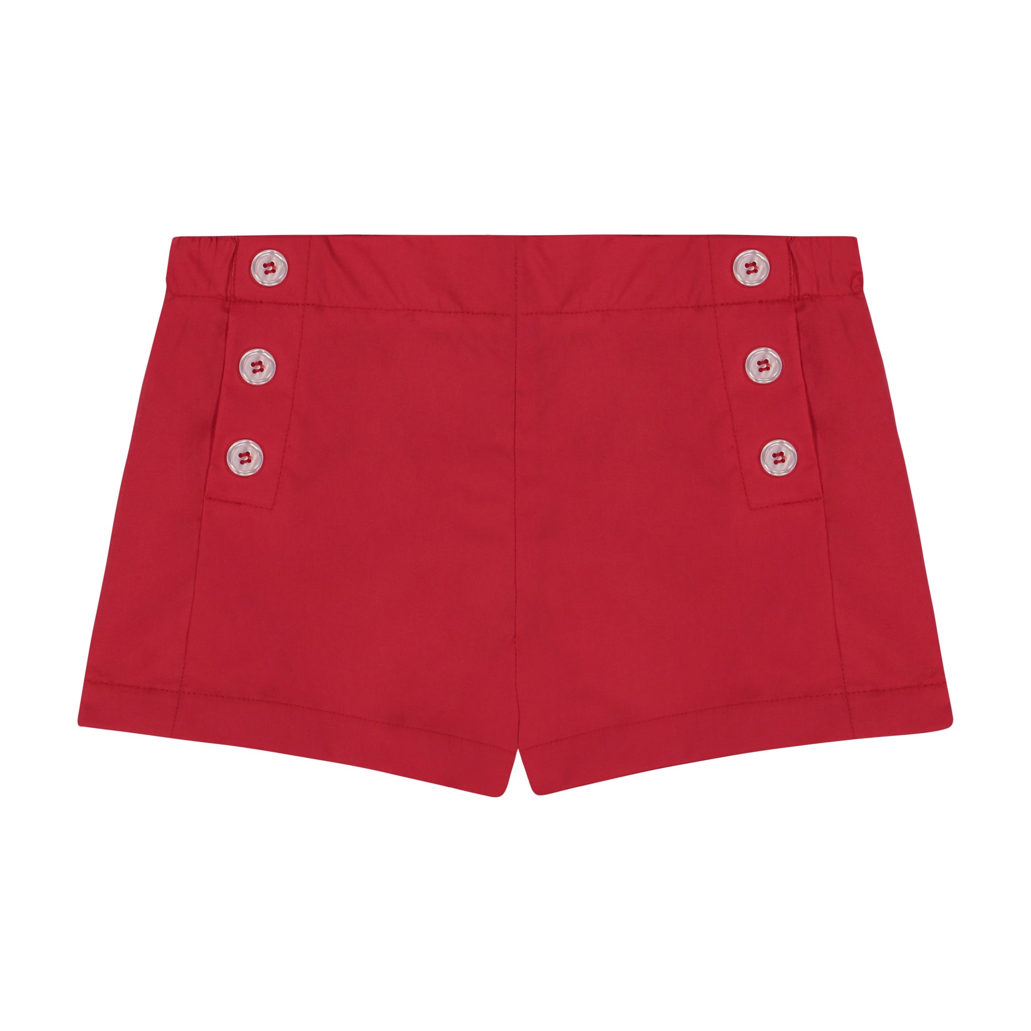 Girls Red Poplin Sailor Button Shorts - Blissfully Lavender BoutiqueBusy Bee