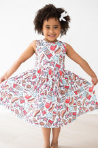 girls red white and blue tank twirl dress for 4th of July