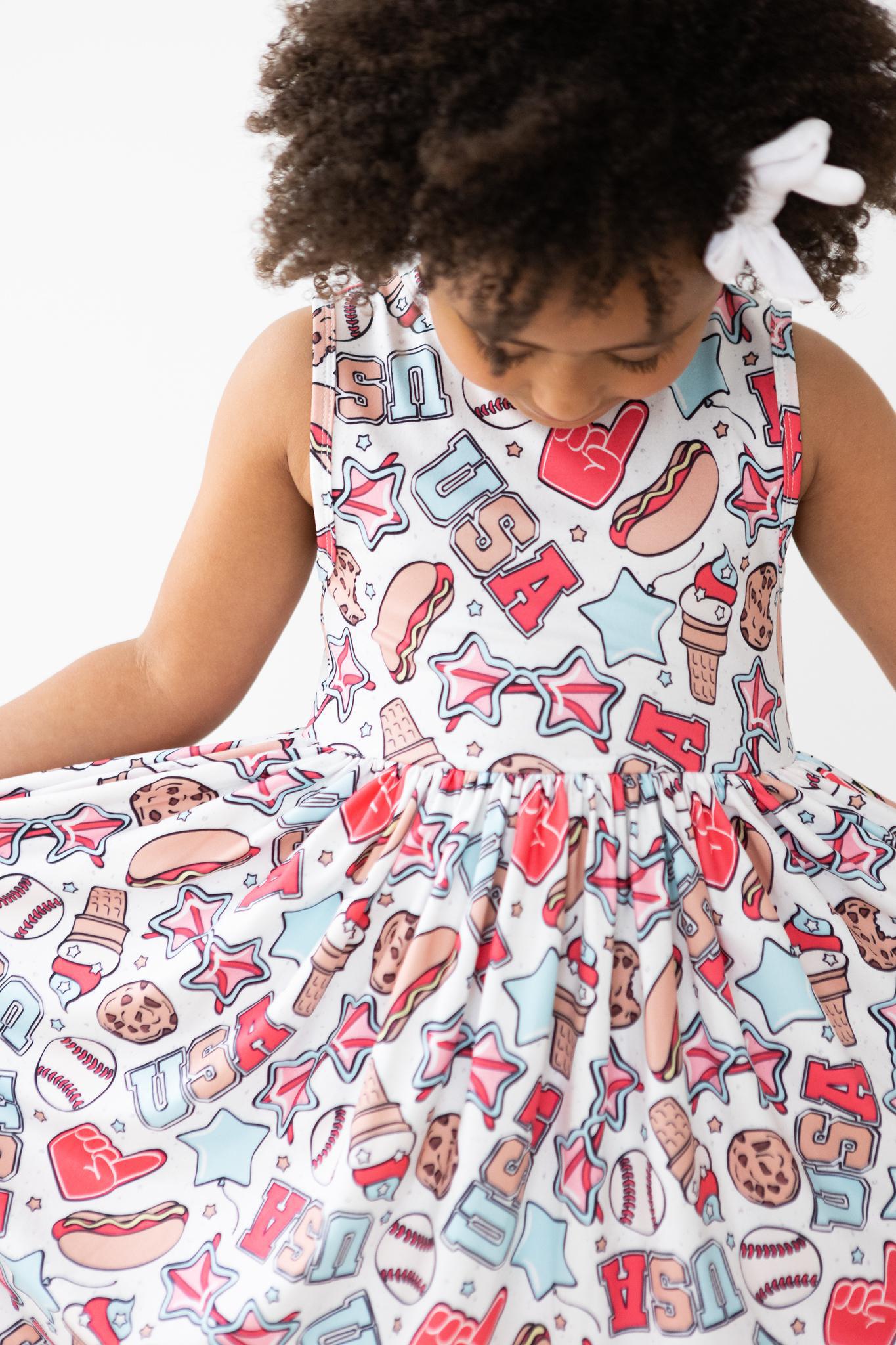 Girls Red, White & BBQ Twirl Tank Dress - Blissfully Lavender BoutiqueMila & Rose ®