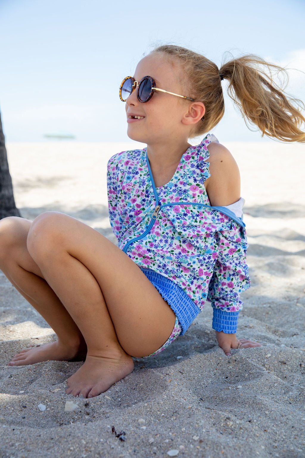 Girls Sandy Bloom Two Piece Swim Set - Blissfully Lavender BoutiqueBlueberry Bay