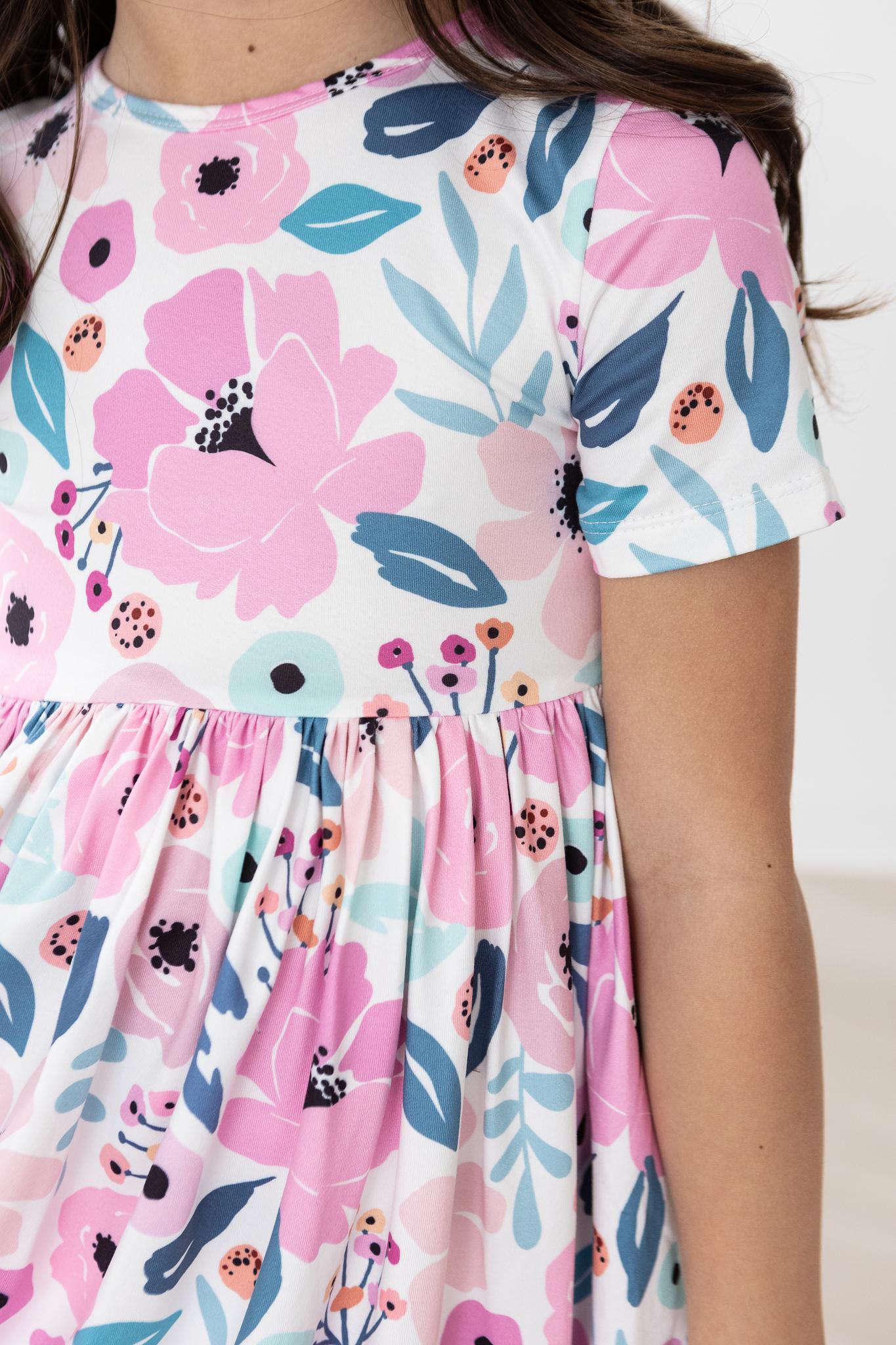Girls Short Sleeve Pocket Twirl Dress - Blissfully Lavender BoutiqueMila & Rose ®