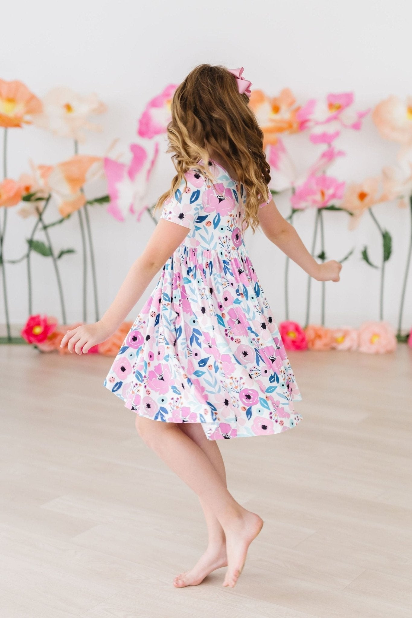 Girls Short Sleeve Pocket Twirl Dress - Blissfully Lavender BoutiqueMila & Rose ®