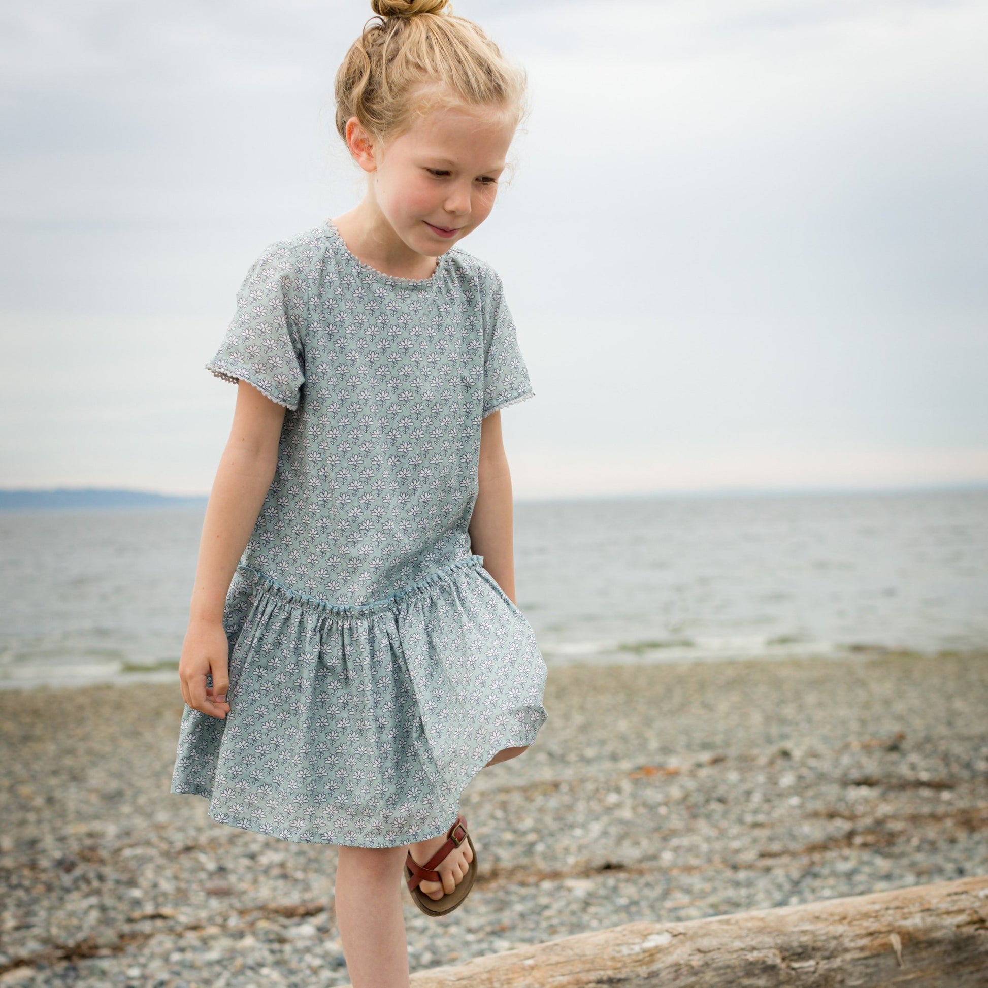 Girls Sky Blue Block Willow Dress - Blissfully Lavender BoutiqueBeet World