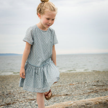 Girls Sky Blue Block Willow Dress - Blissfully Lavender BoutiqueBeet World