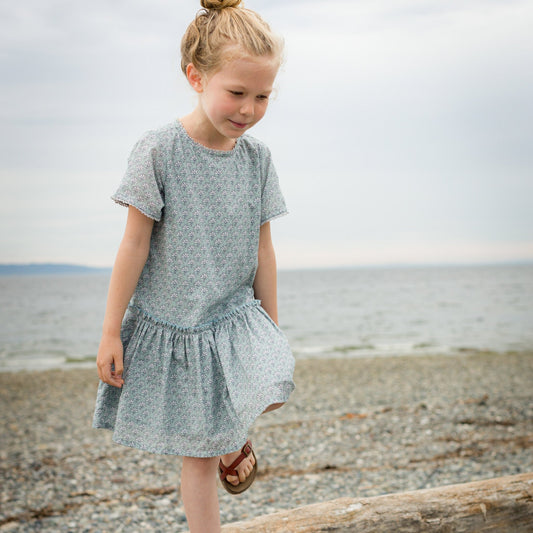 Girls Sky Blue Block Willow Dress - Blissfully Lavender BoutiqueBeet World