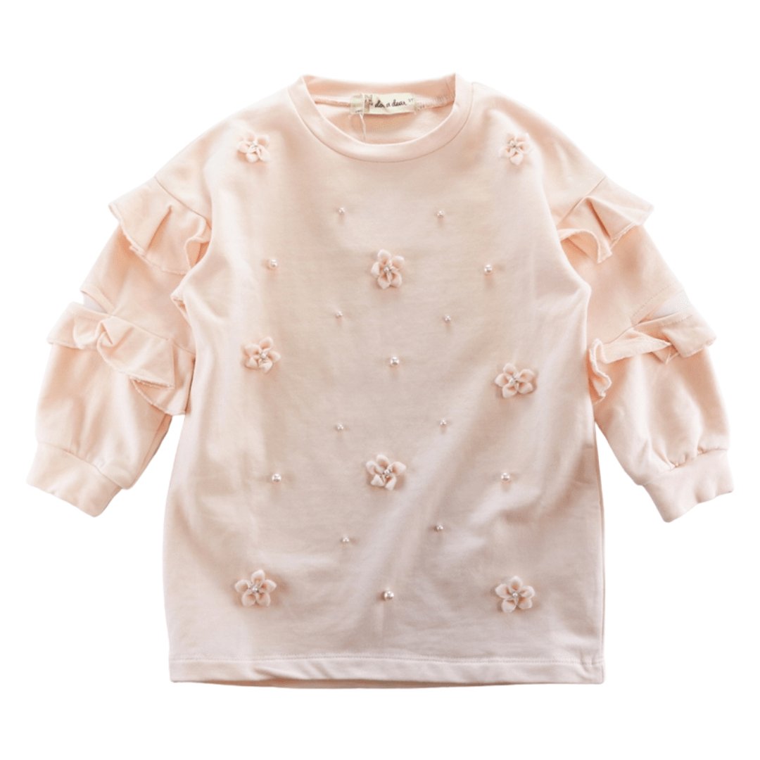 Girls Soft Rose Ribbon Floral Sweatshirt - Blissfully Lavender Boutiquedoe a dear