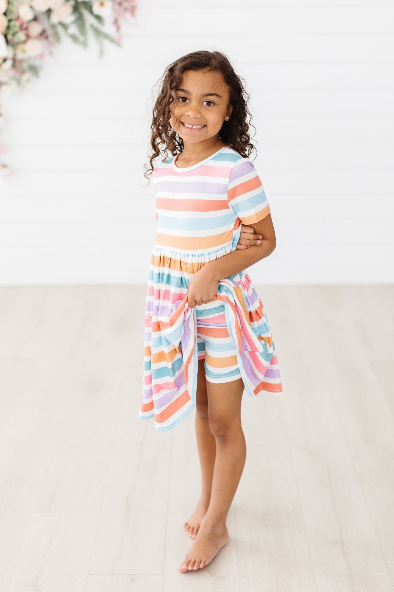 Girls Spring Stripes Twirl Dress with Pockets - Blissfully Lavender BoutiqueMila & Rose ®