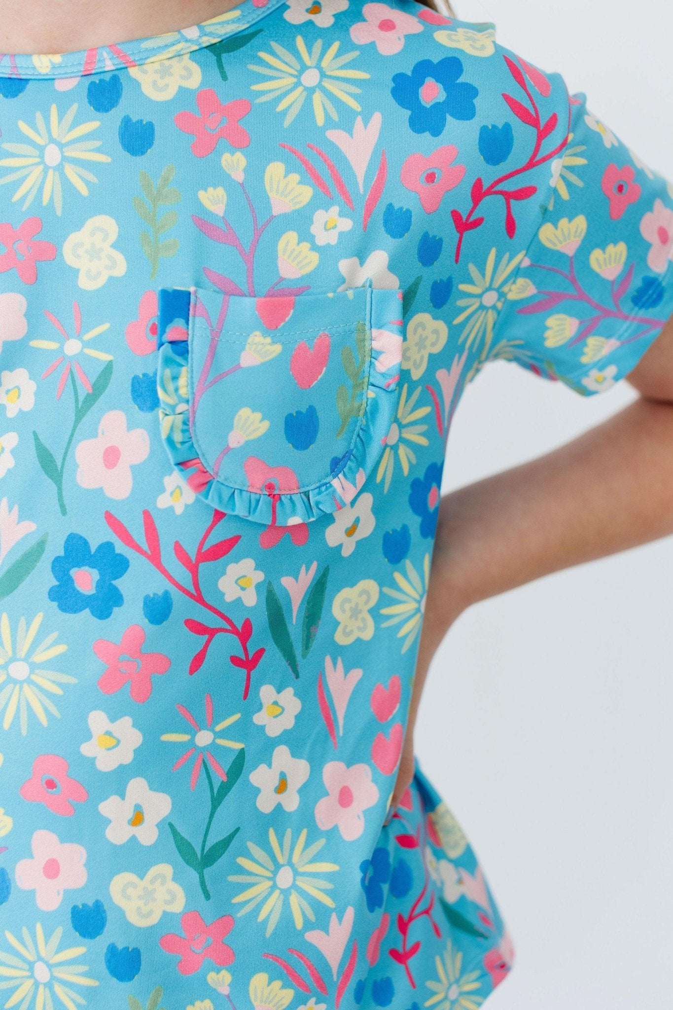 Girls Springtime Splendor Ruffle Pocket Tee - Blissfully Lavender BoutiqueMila & Rose ®