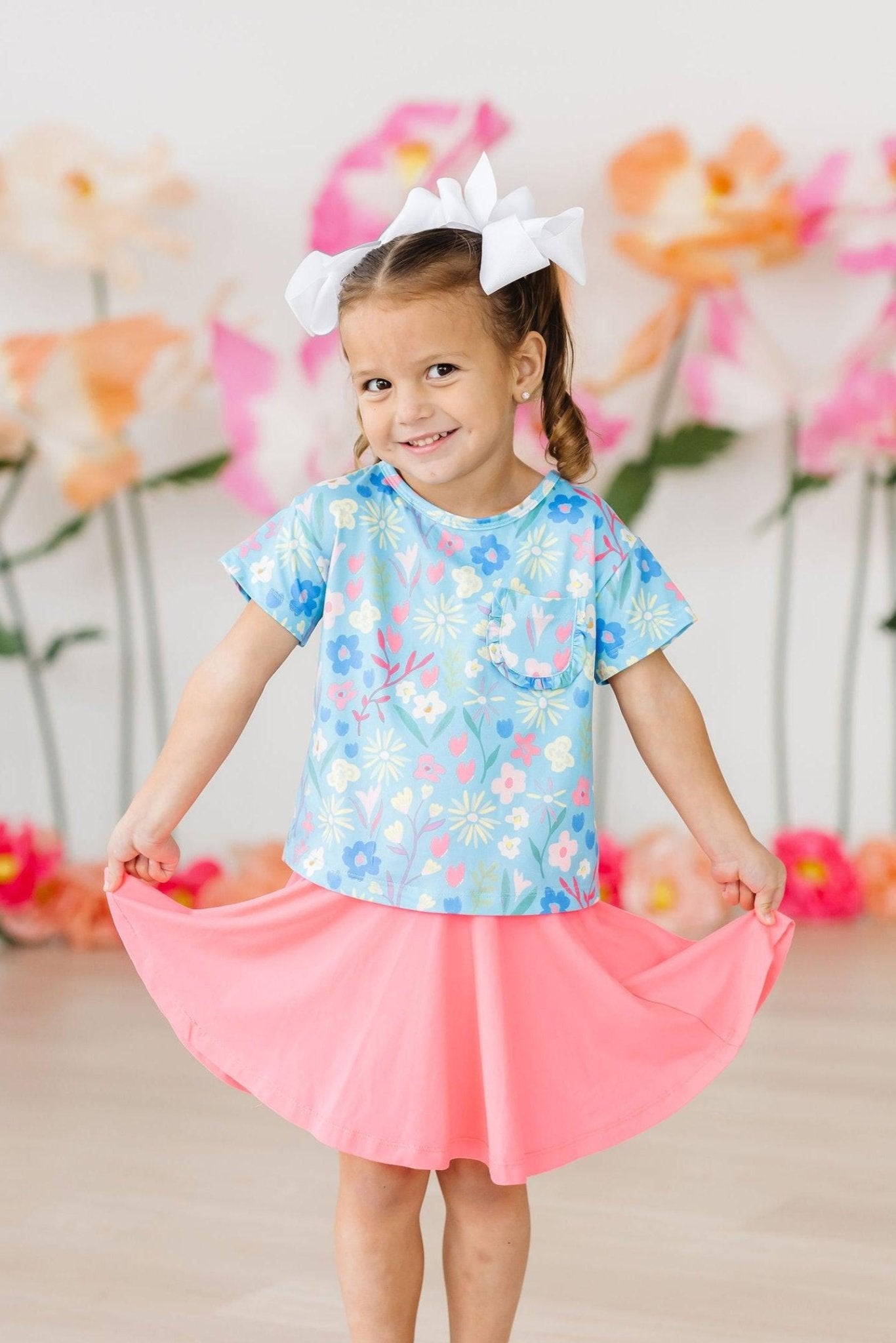 Girls Springtime Splendor Ruffle Pocket Tee - Blissfully Lavender BoutiqueMila & Rose ®