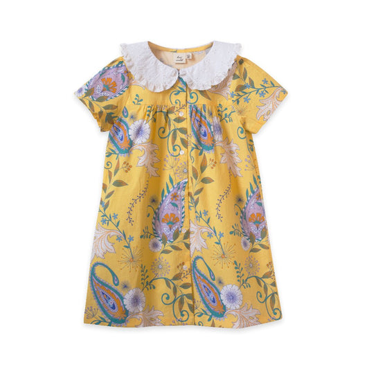 Girls Sunshine Paisley Broderie Collar Fae Dress - Blissfully Lavender BoutiqueBeet World