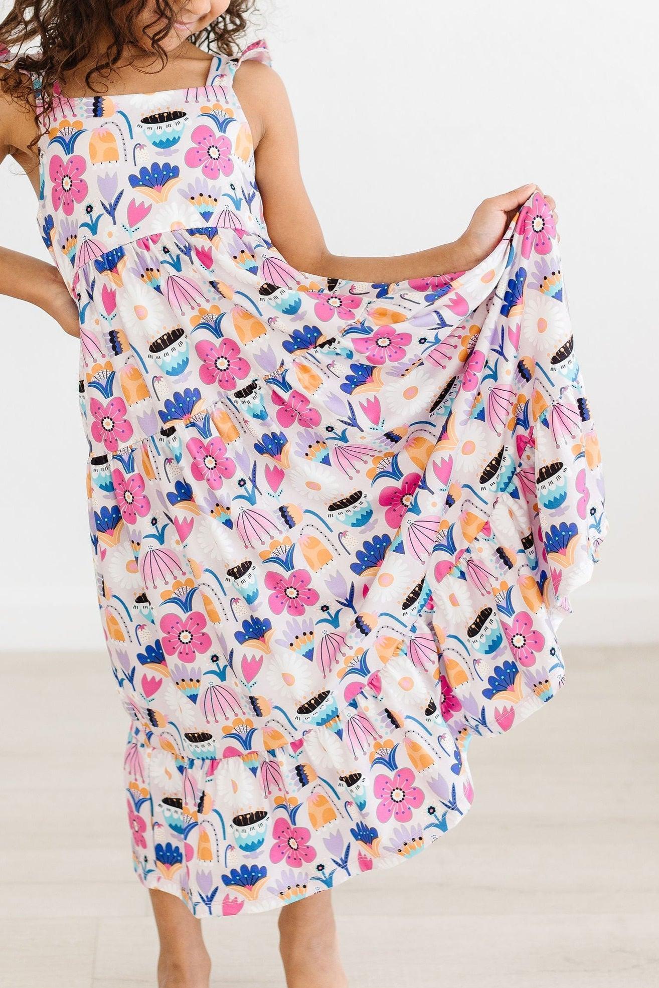 Girls Tulip Blooms Ruffle Maxi Dress - Blissfully Lavender BoutiqueMila & Rose ®