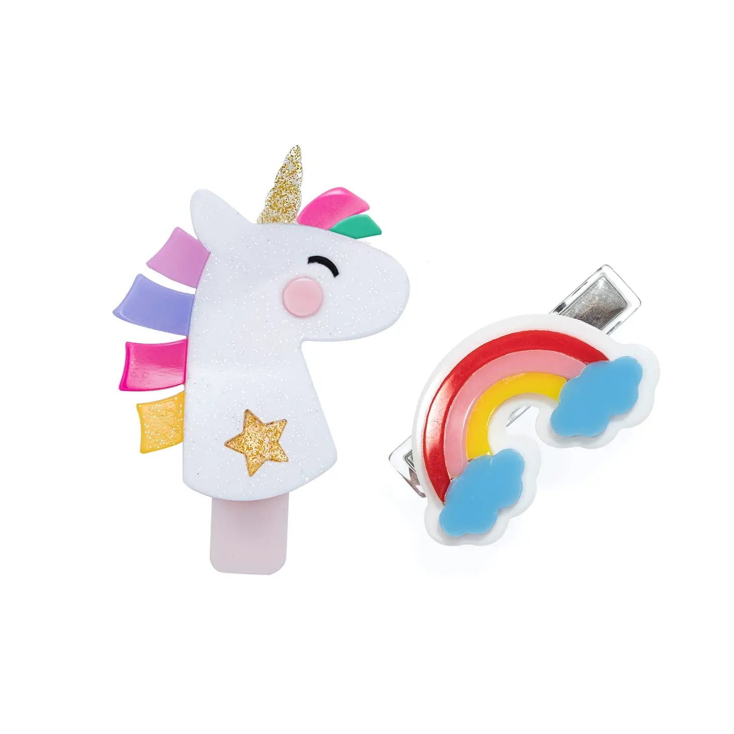 Girls Unicorn Glitter + Rainbow Alligator Hair Clip - Blissfully Lavender BoutiqueLilies & Roses NY