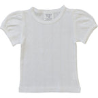 Girls White Pointelle Tee - Blissfully Lavender BoutiqueMebie Baby