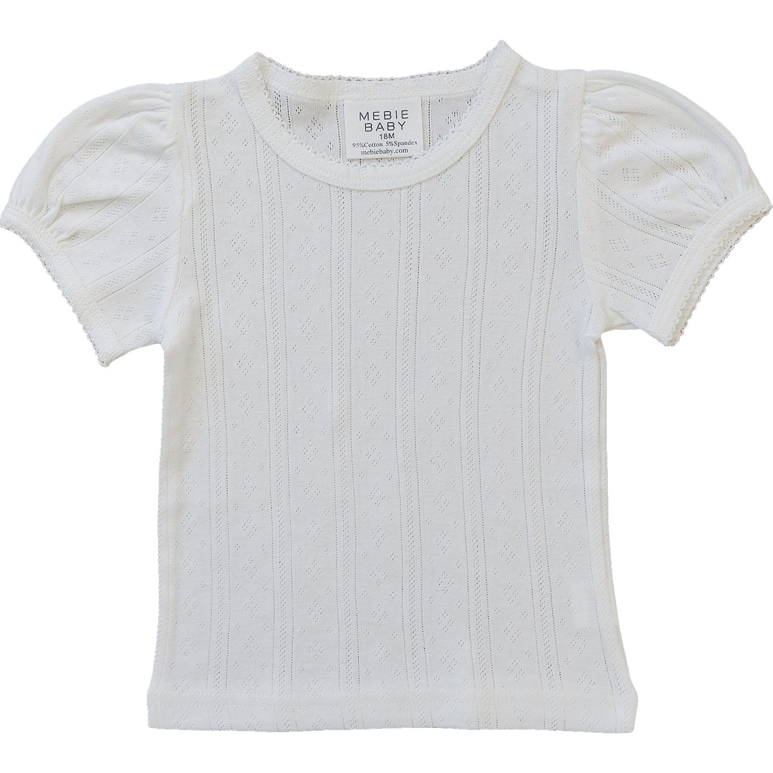 Girls White Pointelle Tee - Blissfully Lavender BoutiqueMebie Baby