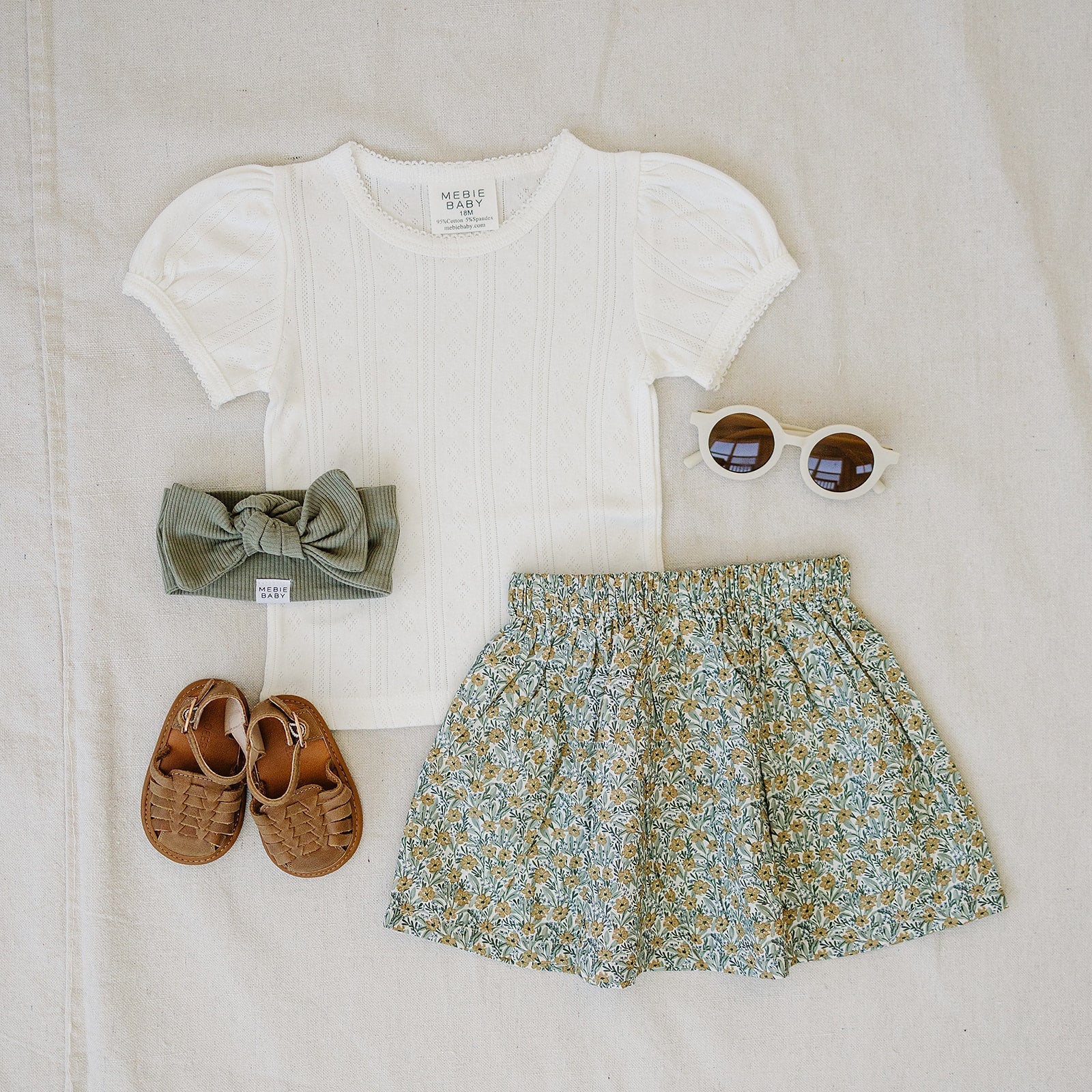 Girls White Pointelle Tee - Blissfully Lavender BoutiqueMebie Baby