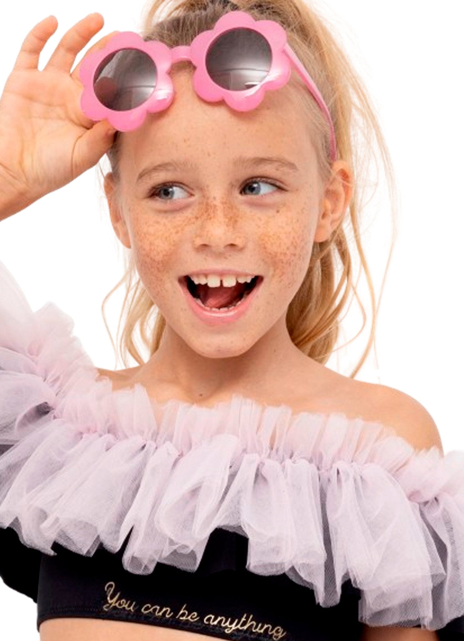 Girls "You Can Be Anything" Black Bikini with Pink Tulle & Sequin Belt - Blissfully Lavender BoutiqueStella Cove