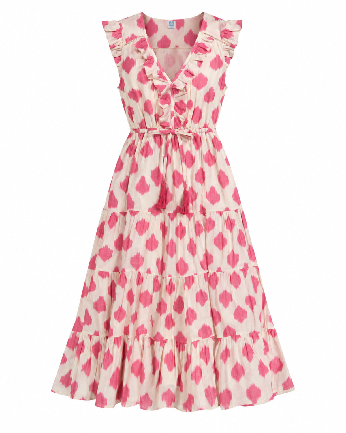 Giselle Women's Maxi Dress White Pink Ikat