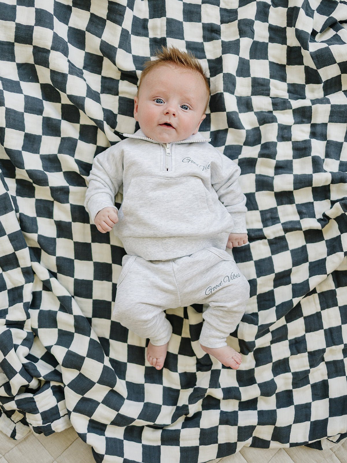 Good Vibes Quarter Zip French Terry Set - Blissfully Lavender BoutiqueMebie Baby