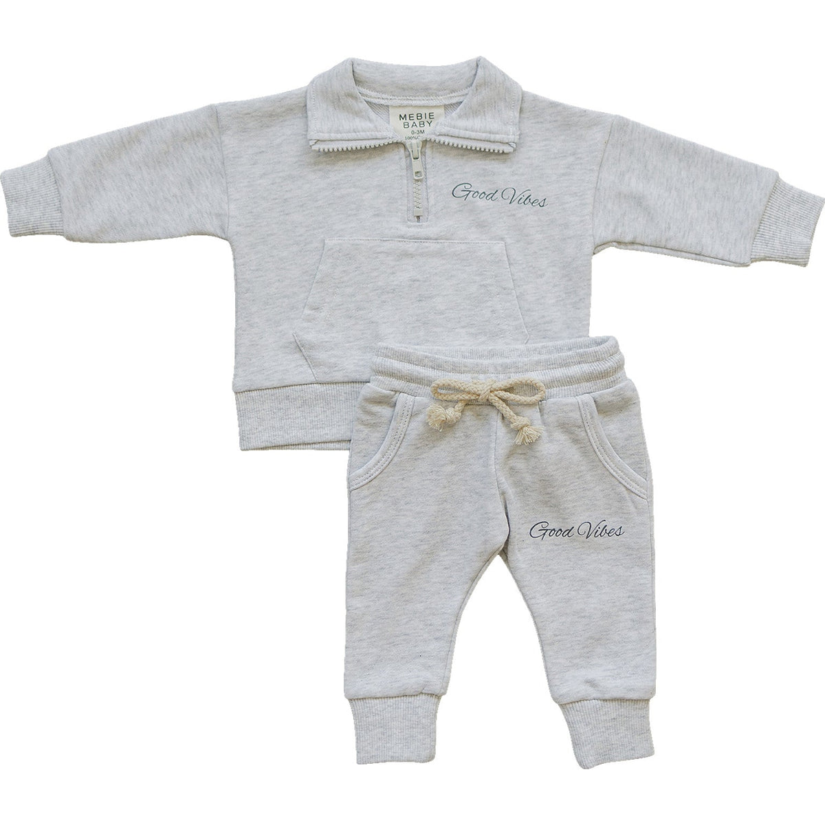 Good Vibes Quarter Zip French Terry Set - Blissfully Lavender BoutiqueMebie Baby