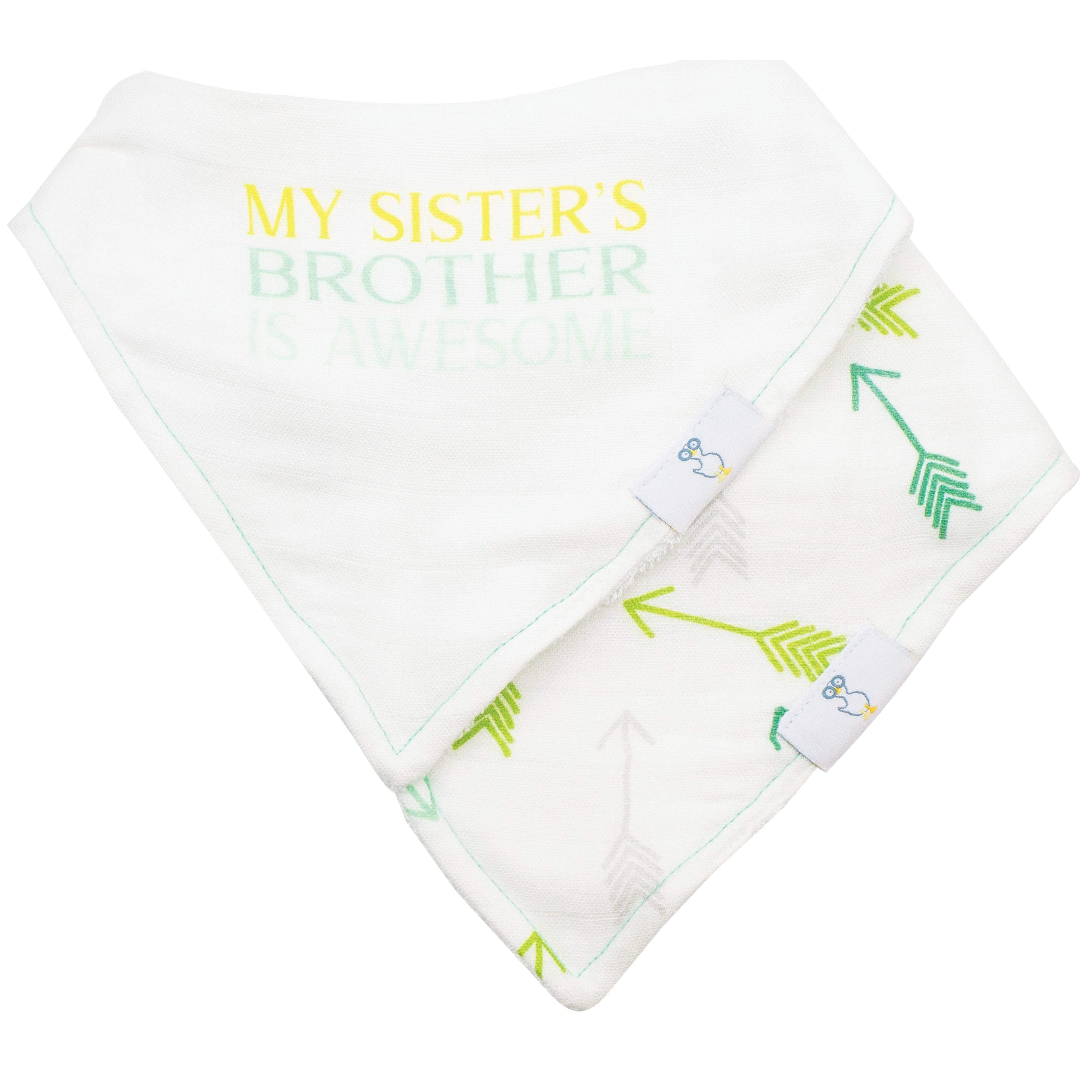 Brother and Arrows Muslin + Terry Cloth Bib Set - 2 Pack