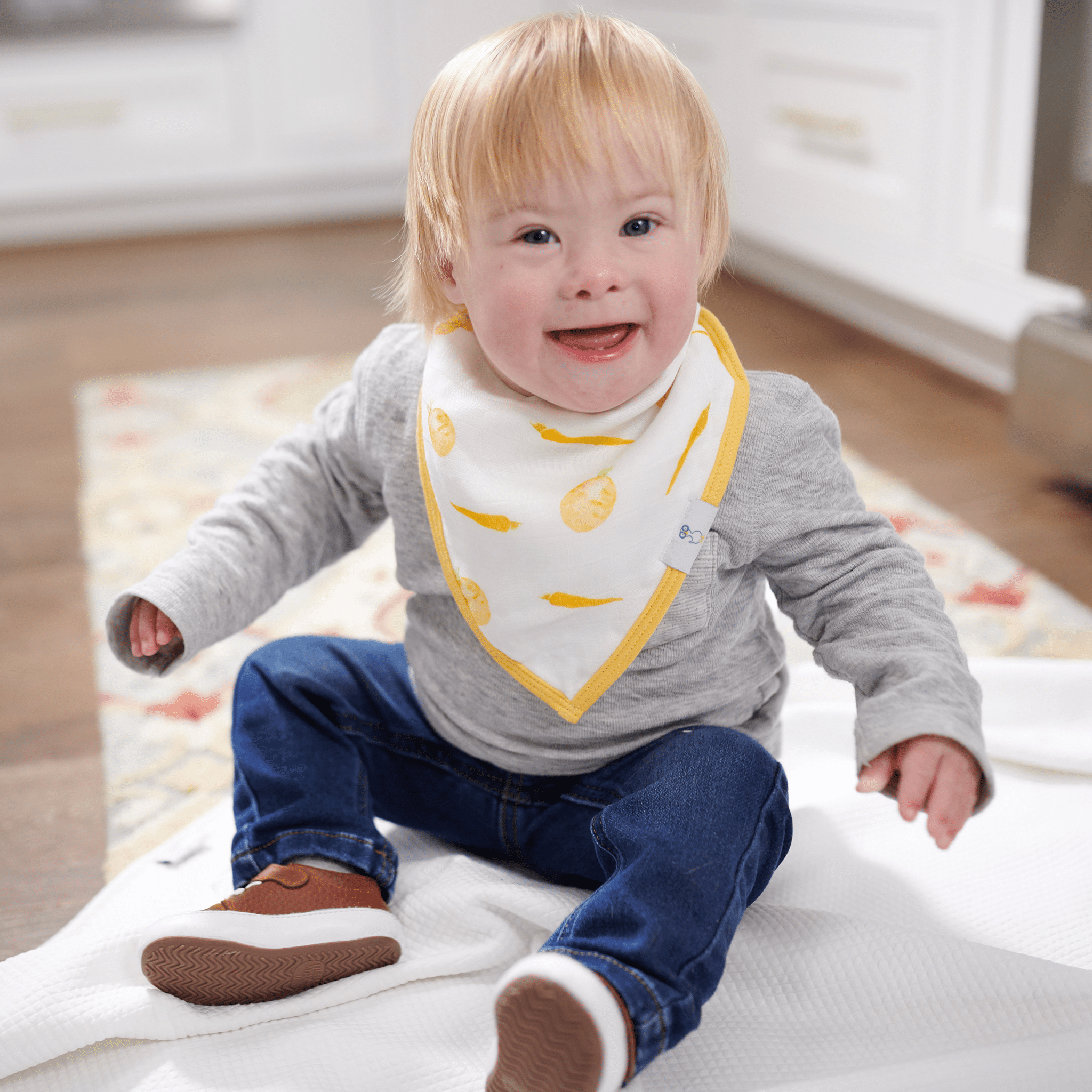 Carrots and Shapes Orange Muslin & Terry Cloth Bib Set - 2 Pack