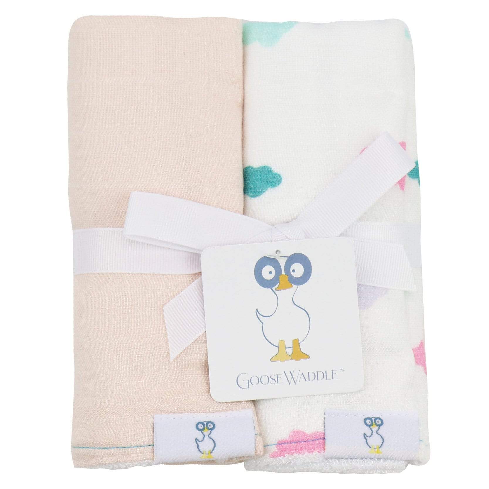 Clouds and Peach Muslin & Terry Burp Cloth - 2 Pack
