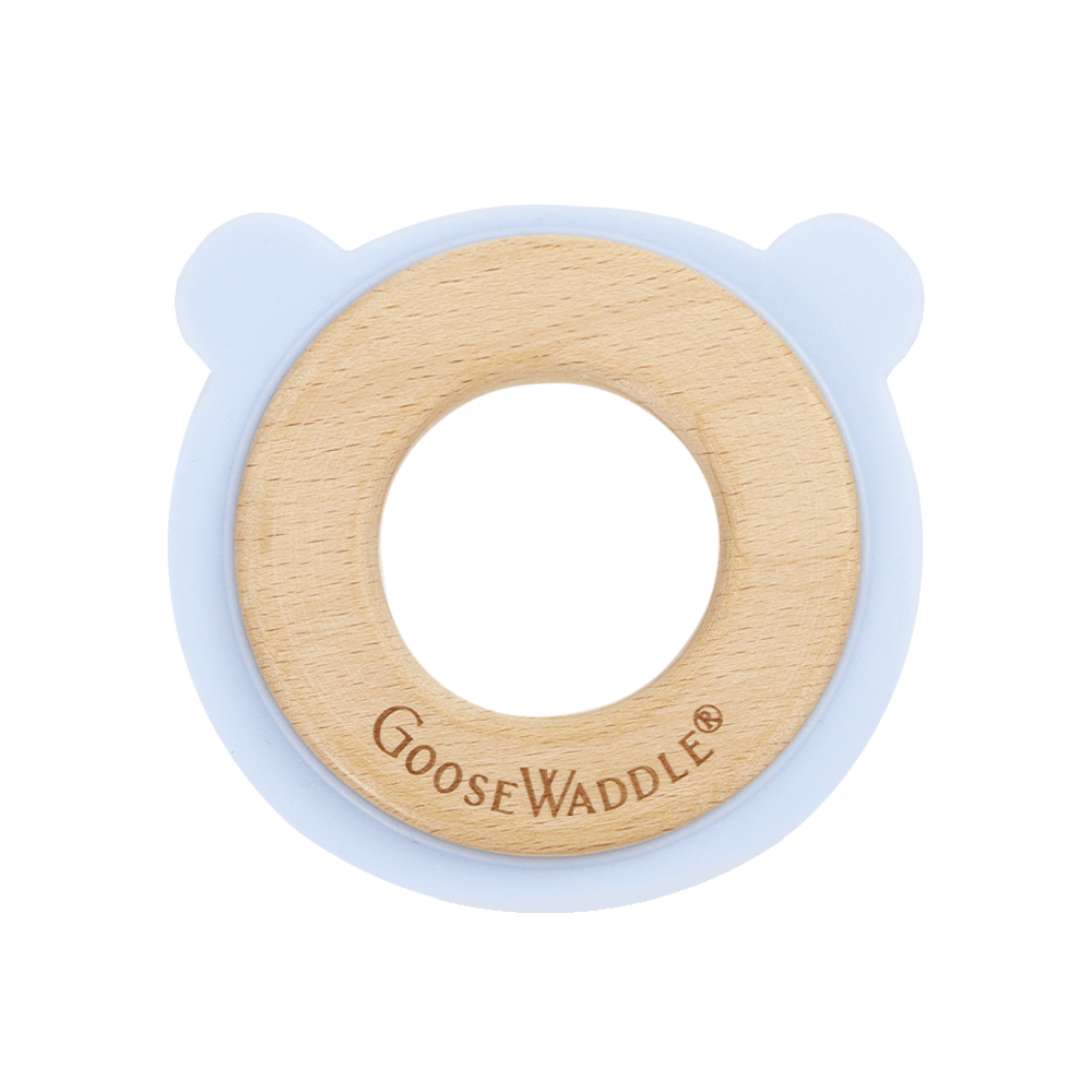 Blue Bear Animal  Wooden + Silicone Teether