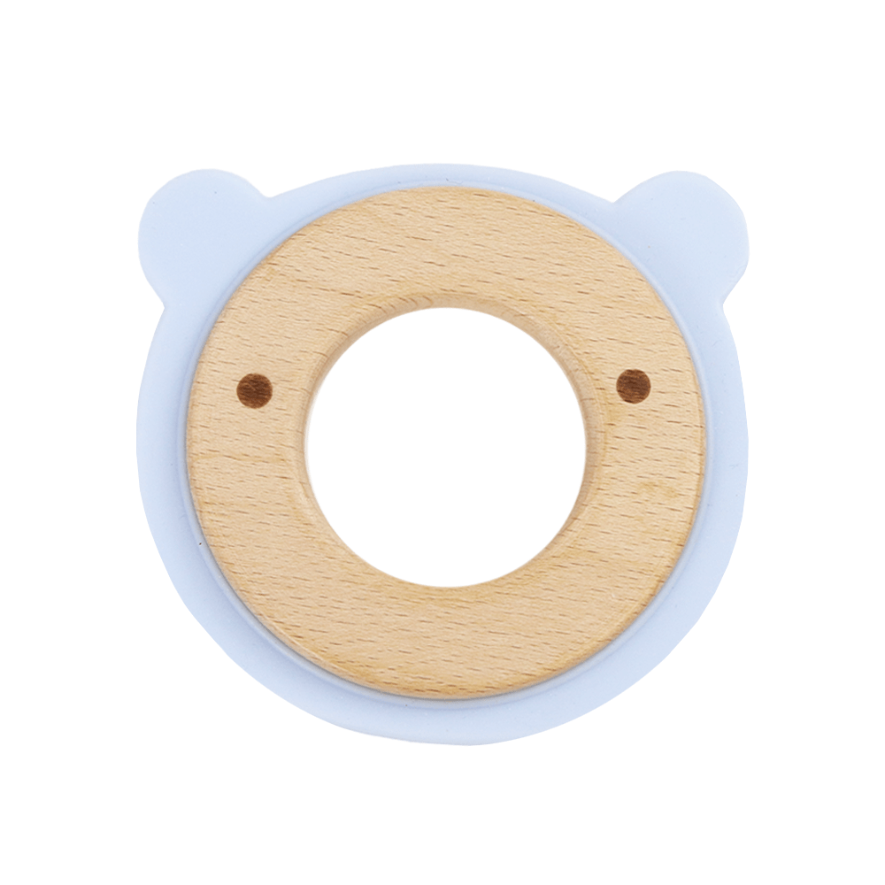 Blue Bear Animal  Wooden + Silicone Teether