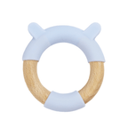 Blue Bear Circle Head Silicone + Wood Teether