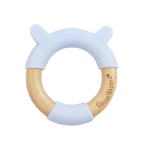 Blue Bear Circle Head Silicone + Wood Teether