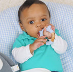 Blue Bear Circle Head Silicone + Wood Teether