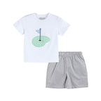 Gray Gingham Golf Tee and Short Set