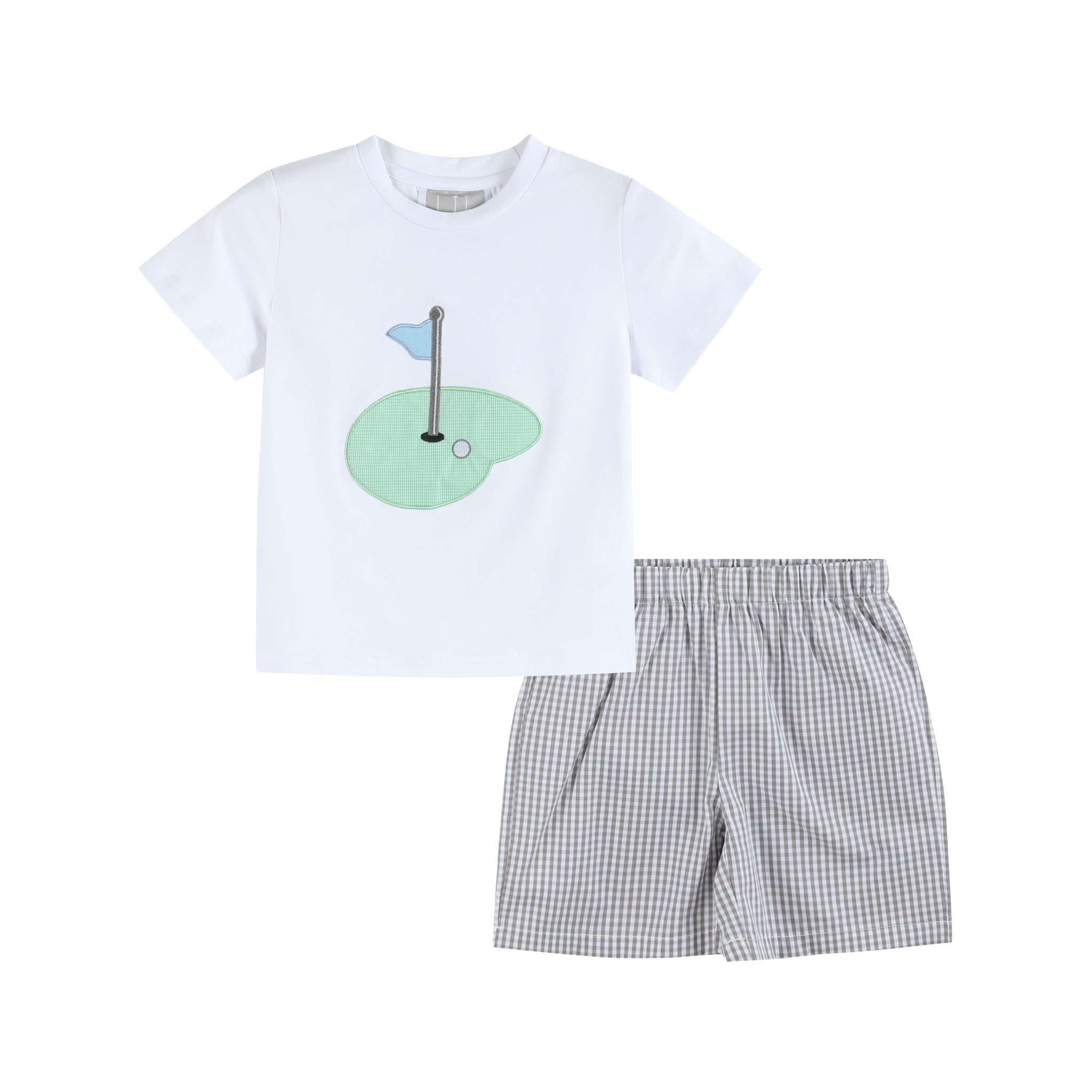 Gray Gingham Golf Tee and Short Set