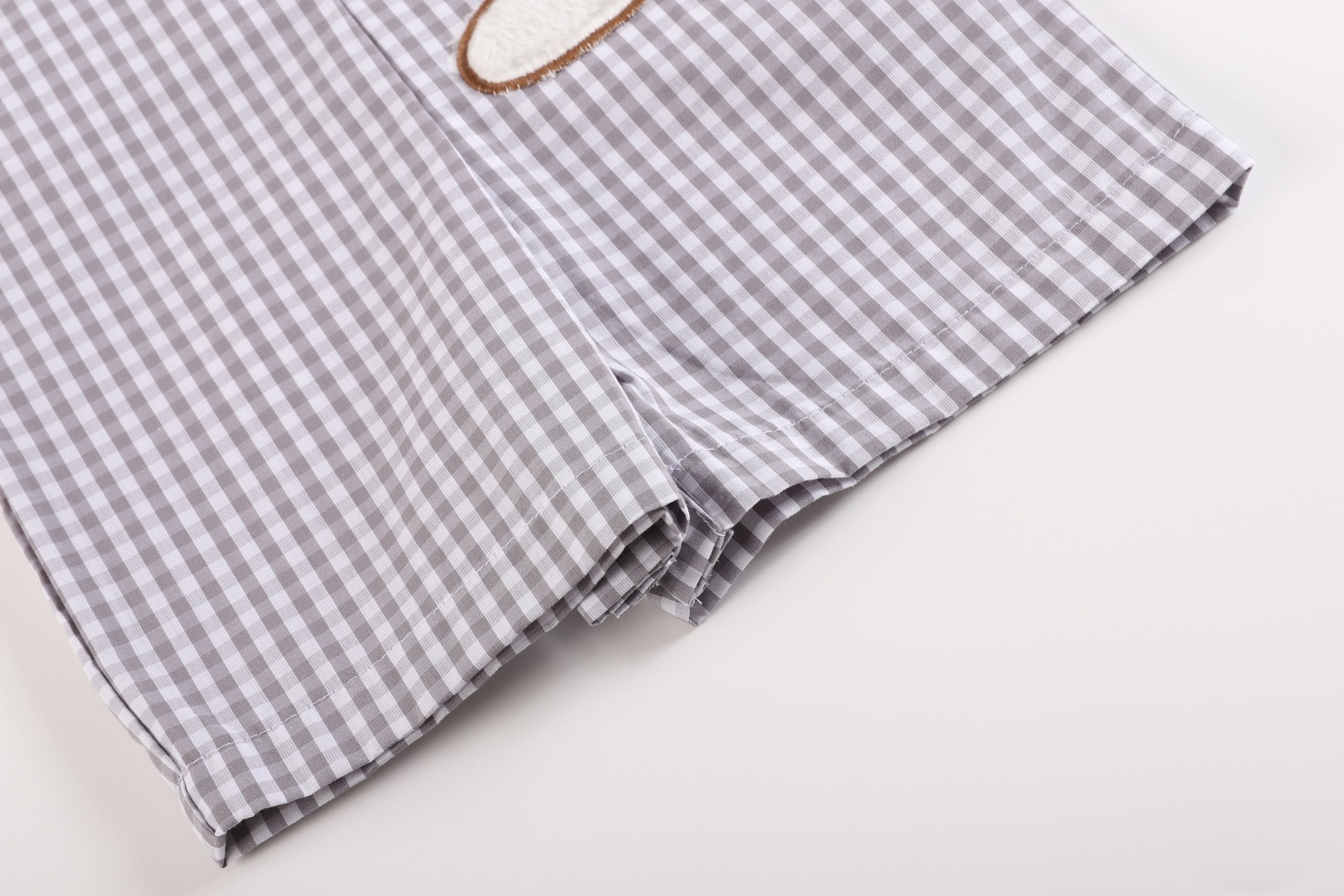 Gray Gingham Puppy Shortalls