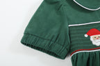 Green Corduroy Santa Smocked Dress