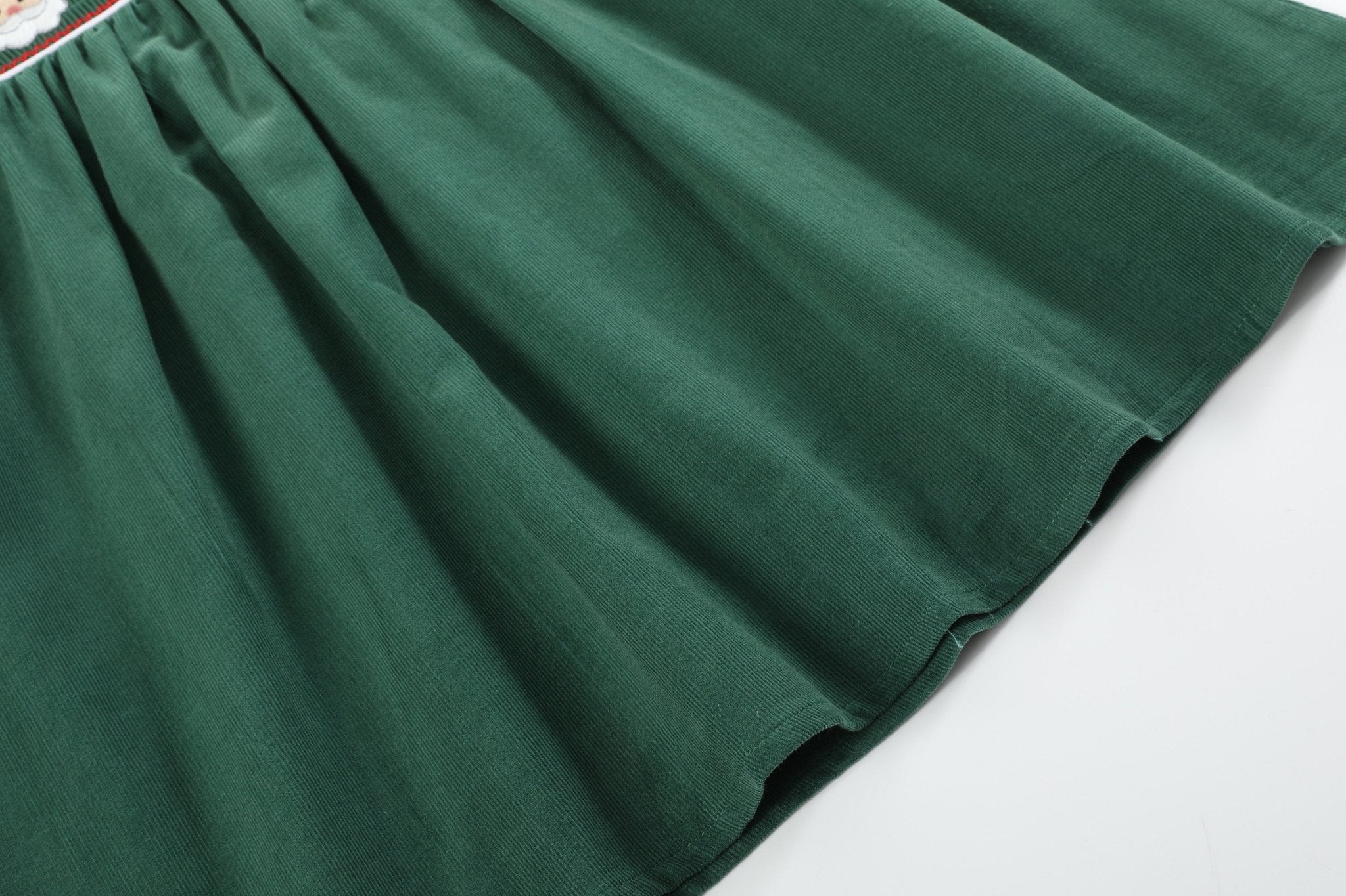 Green Corduroy Santa Smocked Dress