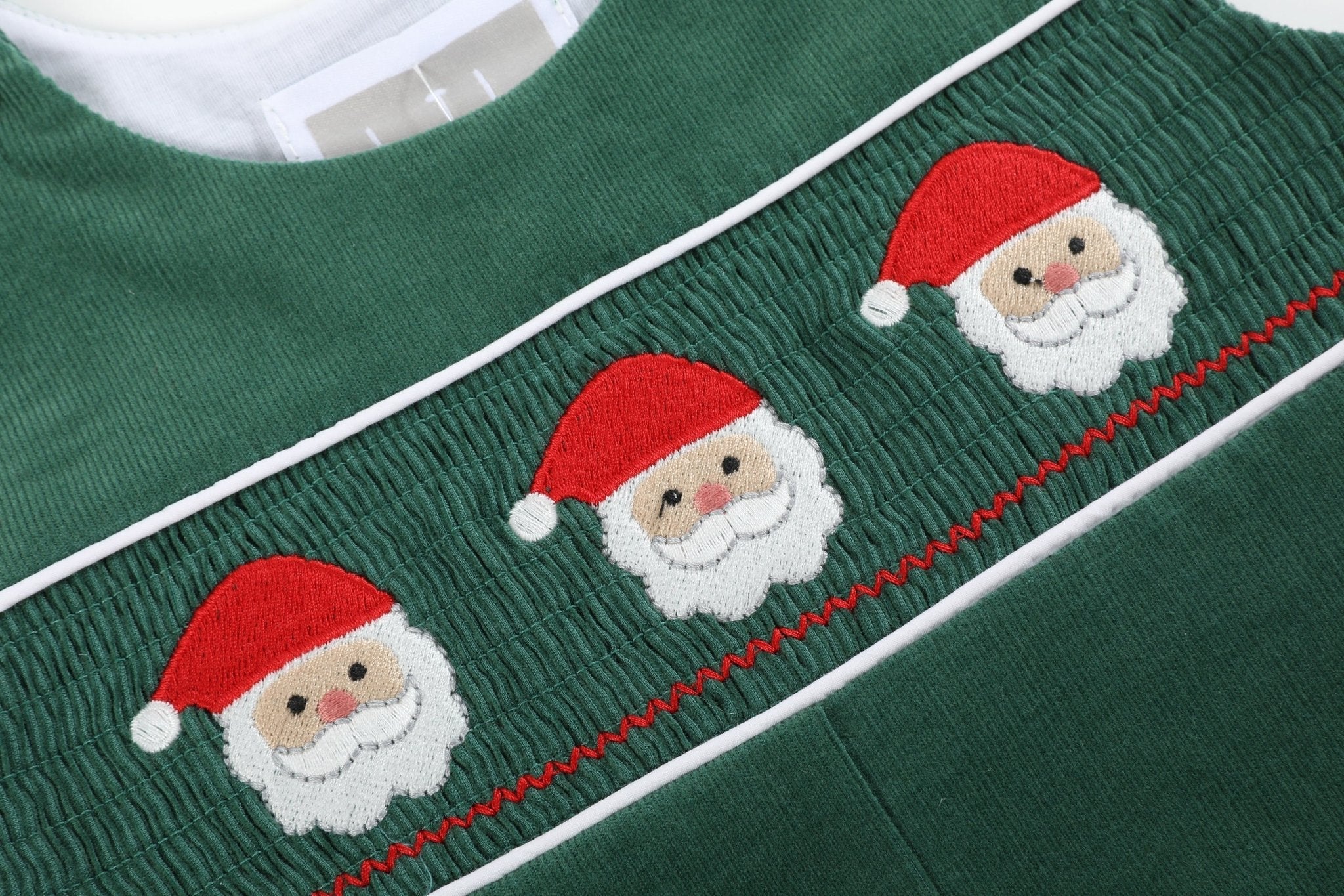 Green Corduroy Santa Smocked Overalls