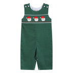 Green Corduroy Santa Smocked Overalls