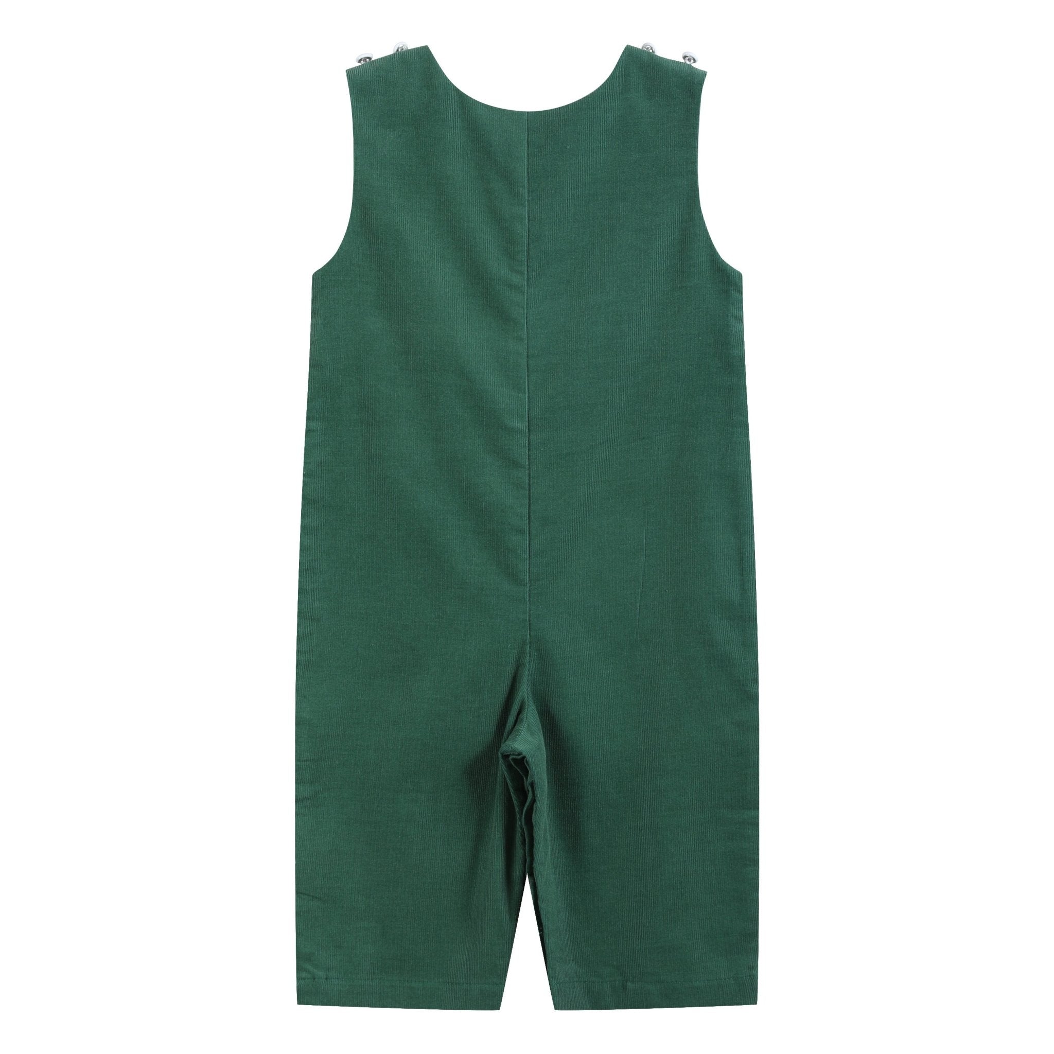 Green Corduroy Santa Smocked Overalls