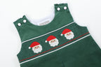 Green Corduroy Santa Smocked Overalls