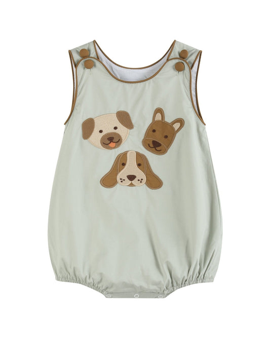 Green Dog Applique Bubble Romper