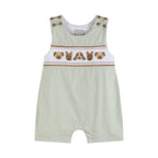 Green Dog Smocked Shortalls