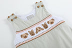 Green Dog Smocked Shortalls